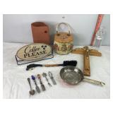 Wooden Purse, Coffee Sign & Misc