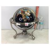 14' Black Onyx Gemstone Globe w/Compass & Stand