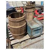 Vintage Wooden Box & Barrels