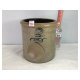 Stoneware Crock w/Cobalt Blue Deco