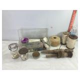 Sewing Box, Twine, Buttons & Misc