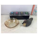 Carnival Glass, Plastic Decoy Duck & Misc