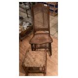 Cane Bottom Rocker & Rocking Foot Stool