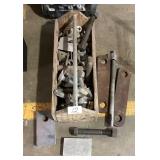 Wooden Box w/Metal Plates, Large Bolts & Nuts