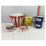 Popcorn Dish, Mugs, Cheerio Bowls & Misc