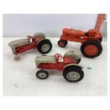 2 Ford & 1 Allis Chalmers Metal Tractors