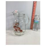 Vintage Mushroom Design Glass Pitcher