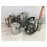Alum & Silverplate Coffee/Teapots & Calorex Thermo