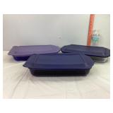 3 Pyrex 9' x 13' Lidded Dishes