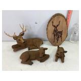 Deer Figures & Wooden Plaque