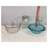 Glass Canister, Bowl & Anchor Hocking Cass Dish