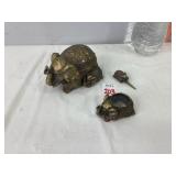 Brass Elephant Trinket 3pc Desk Set