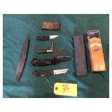 Lot of Knives and sharpening stones