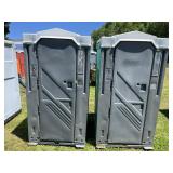 Pair of single synergy world portable toilets