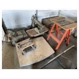 DeWalt radial arm saw, table saw, dollies