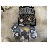 5 fly fishing reels 1 fishing reel, plastic case 5 fly fishing reels 1 fishing reel, plastic case