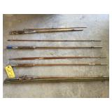 4 unmarked bamboo fly rods 4 unmarked bamboo fly rods