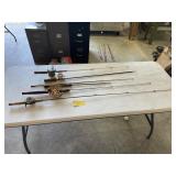 Vintage fishing poles and reels Vintage fishing poles and reels
