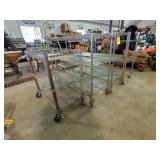 3 Rolling metal racks and a Rolling metal cart