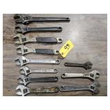 11 Misc open end adjustable wrenches