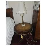 2 Drum Tables and Lamps