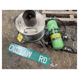 Cooker, Scuba Tank and Sign Lot