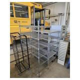 3 Metal Shelves, Computer Cart, Filing Cabinet