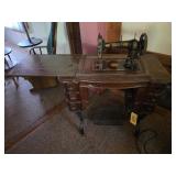 Antique White Treadle Sewing Machine Cabinet