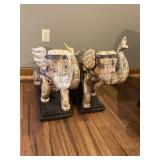 Pair of Hand Carved Elephant Statues