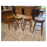 4 Wooden Swivel Bar Stools