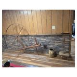 Large Antique Great Wheel, Yard Winder, Crock