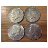 4 - Silver Kennedy Half Dollars