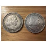 2 - Silver Columbian Half Dollar