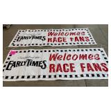 2 EARLY TIMES WELCOME RACE FANS BANNERS 2 EARLY TIMES WELCOME RACE FANS BANNERS