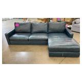 BLUE NAILHEAD TRIM SECTIONAL SOFA - AS IS BLUE NAILHEAD TRIM SECTIONAL SOFA - AS IS