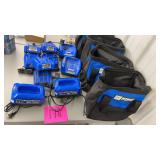 LOT OF 24V & 40V KOBALT CHARGERS & 4 TOOL BAGS LOT OF 24V & 40V KOBALT CHARGERS & 4 TOOL BAGS
