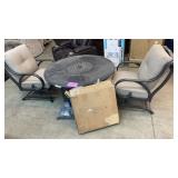 AS IS - 3PC FIRE PIT TABLE PATIO SET W/ 2 CHAIRS