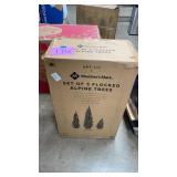 3 FLOCKED ALPINE TREES IN BOX