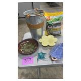 MISC LOT OF PLANTERS/WEED & FEED/DECOR