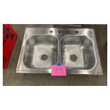33' STAINLESS DOUBLE SINK