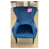 BLUE NAILHEAD TRIM DECORATOR CHAIR