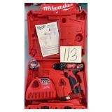 MILWAUKEE 12V DRILL KIT W/ BATTERIES & CHARGER