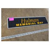 OLD FRAMED HULMAN MEMORIAL WAY SIGN OLD FRAMED HULMAN MEMORIAL WAY SIGN