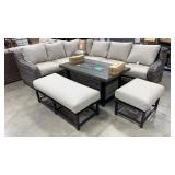 7PC SUNBRELLA SECTIONAL PATIO SET WITH FIREPIT