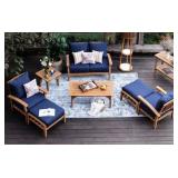 7PC TEAK SOFA PATIO SET WITH CUSHIONS IN BOXES