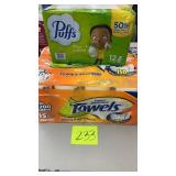 PACK OF PAPER TOWELS, BOX OF PUFFS