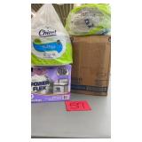 LOT OF PLATTER PLATES, TRASH BAGS & PAPER BOWLS