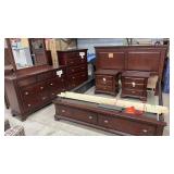 6PC KING/CAL KING BEDROOM SET - DARK WOOD