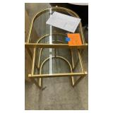 2PC GOLD W/ GLASS TOP NESTING TABLES