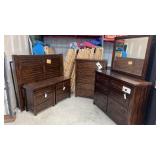 NEW 6PC QUEEN BEDROOM SET - DARK WOOD